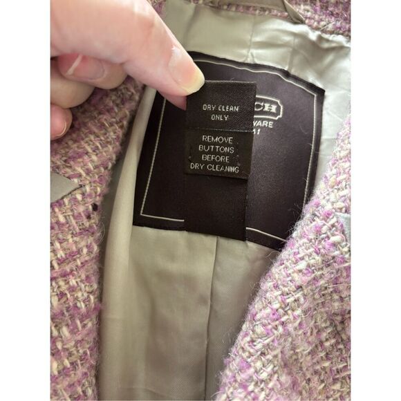 COACH SIGNATURE Pink Boucle Wool Mohair Coat Women’s Size 10 - Picture 4 of 15